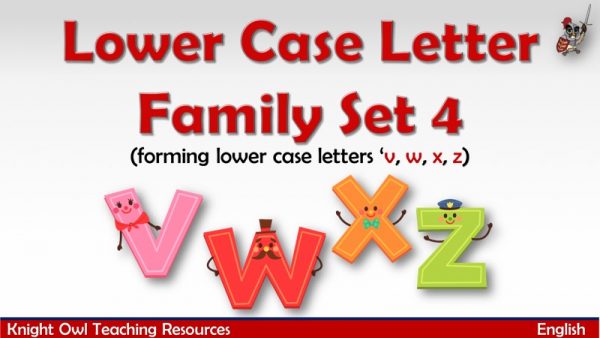 1Lower Case Letter Family - Set 4 (v, w, x, z)