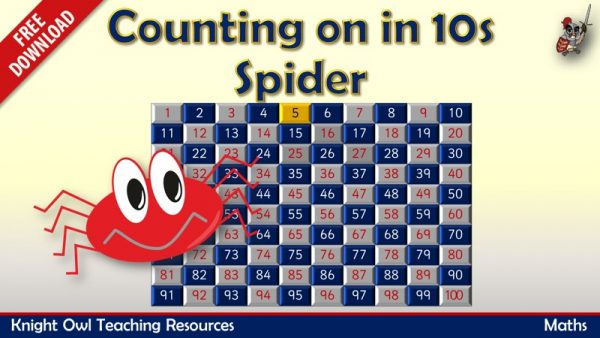 Counting in 10s Spider - counting in 10s from any number