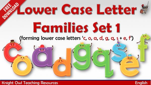 Lower Case Letter Family - Set 1 (c, o, a, d, g, q, s)freebie
