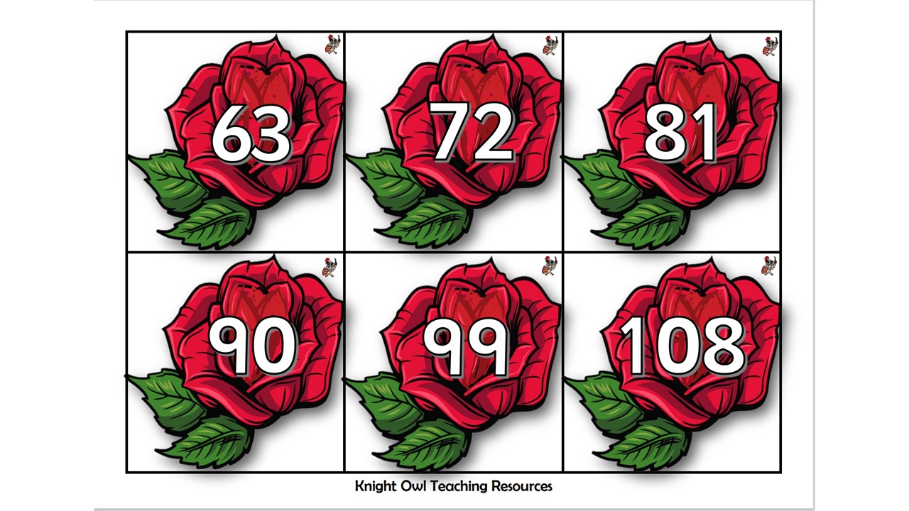 Counting in steps of 9 Red Roses